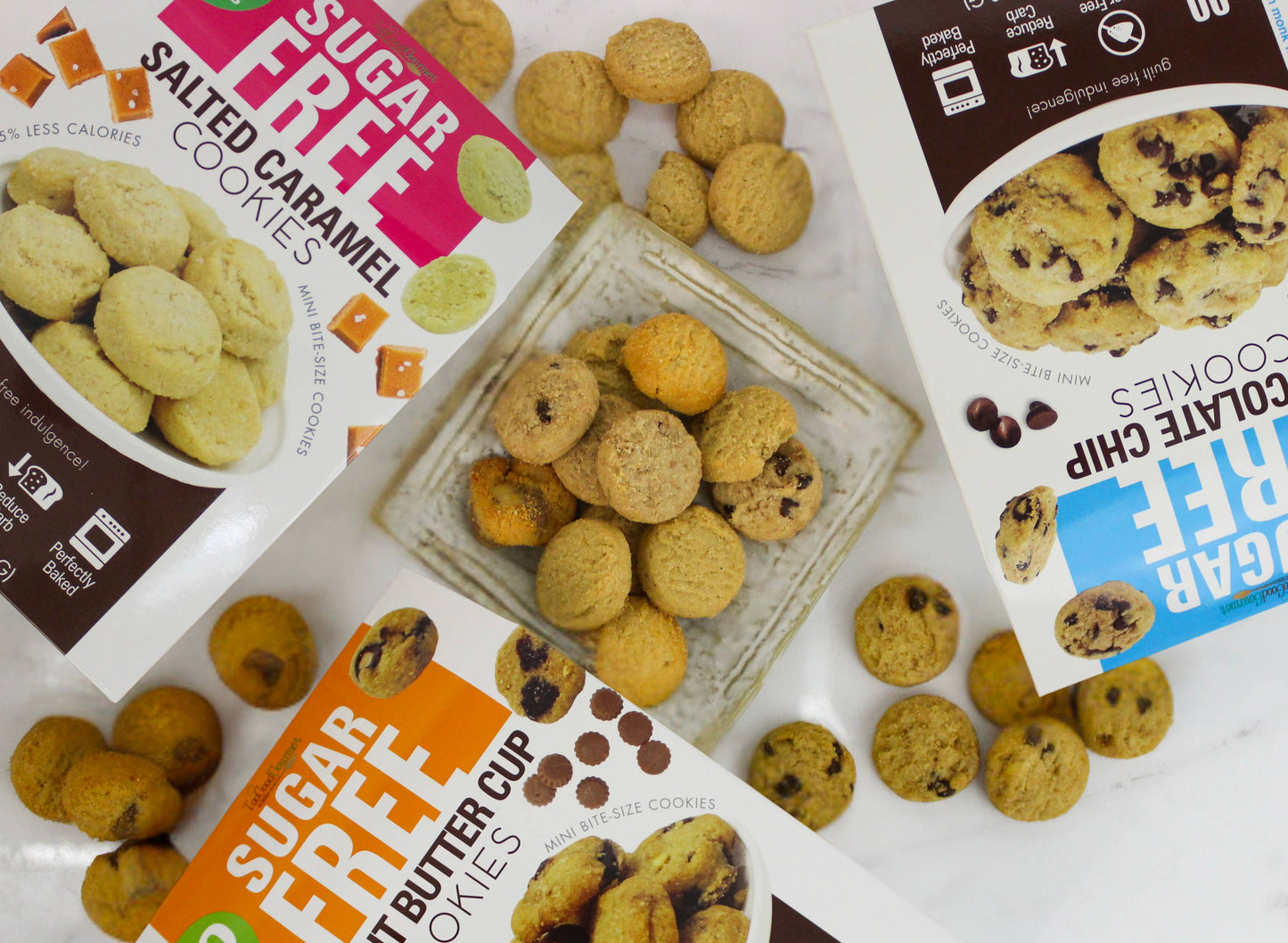 Sugar Free Cookies- Peanut Butter, Choc Chip, Salted Caramel