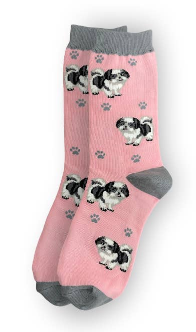 Black and White Shih Tzu - Unisex - Fun Novelty Dog Socks