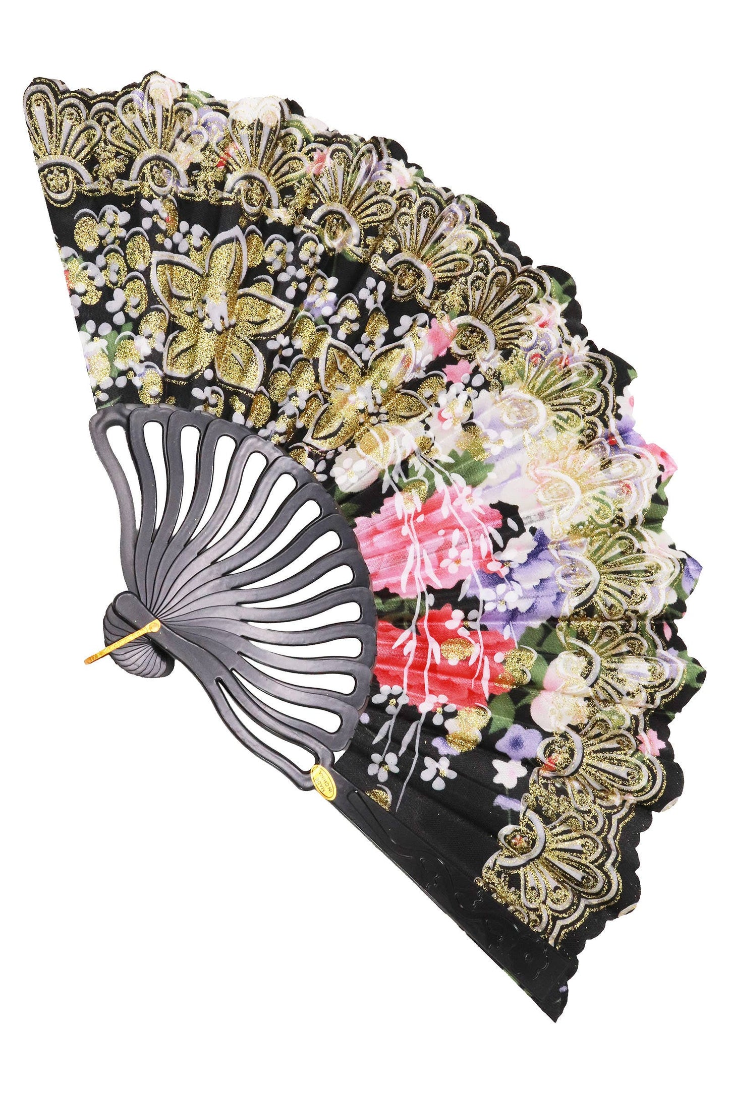 Colorful Floral Glittery Handheld Folding Fan
