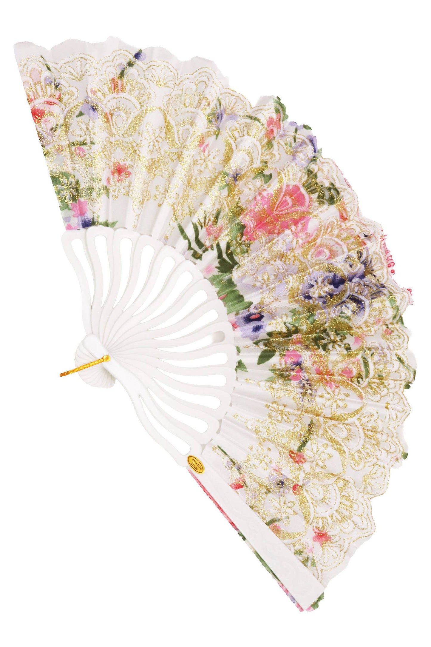 Colorful Floral Glittery Handheld Folding Fan