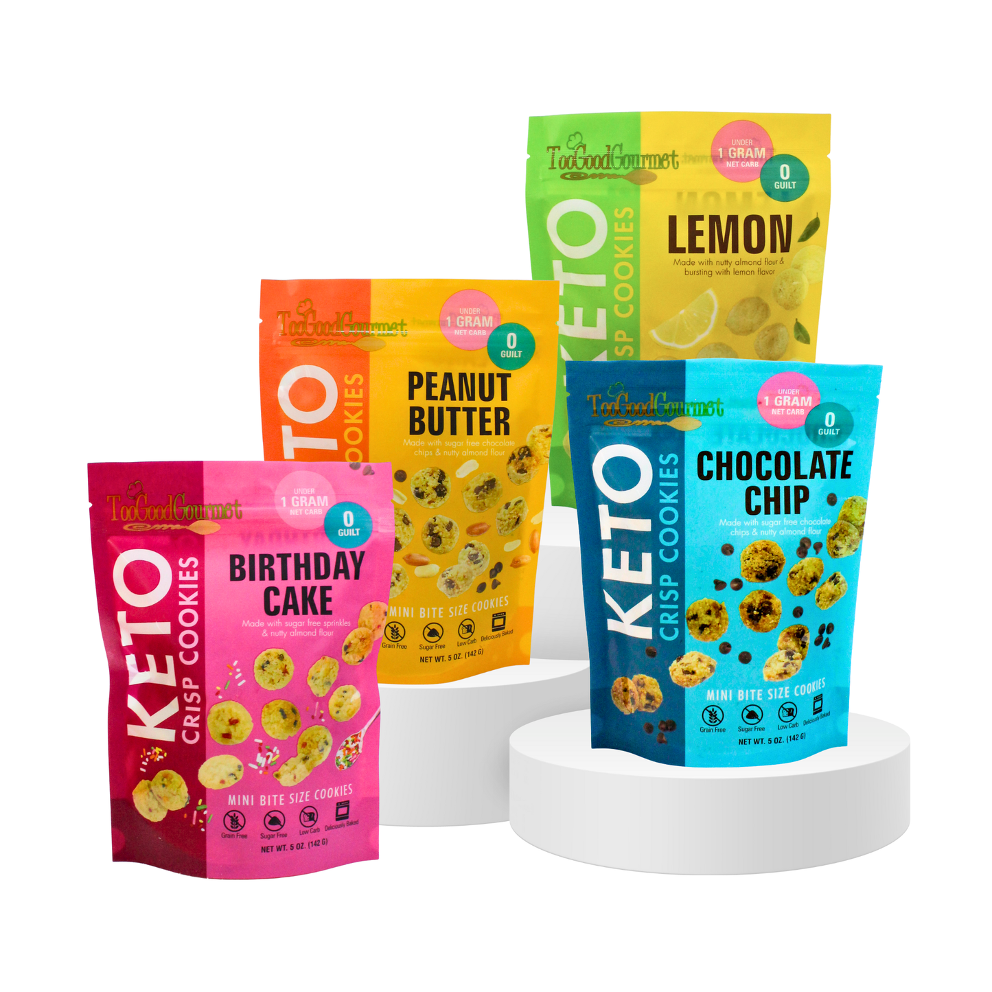 Keto Mini Cookies - Choco Chip, Bday, Peanut Butter, Lemon