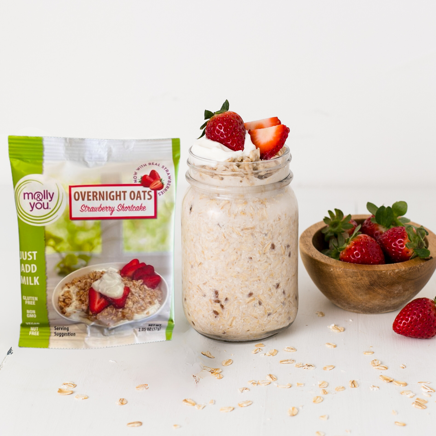 Gluten-Free Strawberry Shortcake Overnight Oats