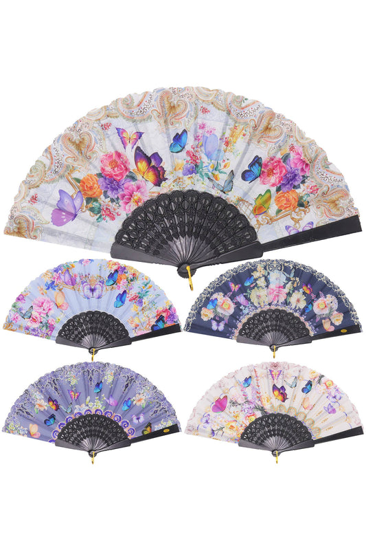 Butterfly Floral Paisley Filigree Handheld Folding Fan