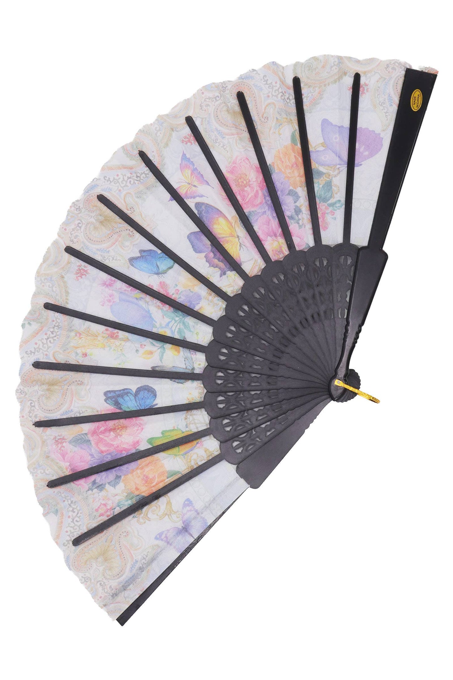 Butterfly Floral Paisley Filigree Handheld Folding Fan
