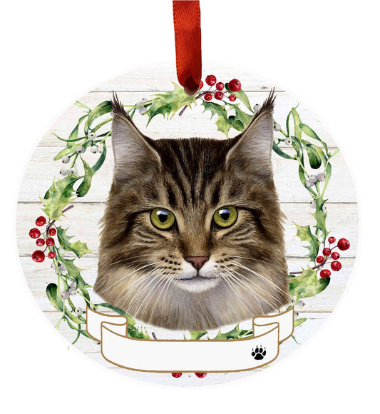 Maine Coon Ceramic Wreath Ornament