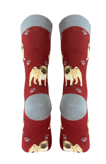 Pug Tan Full Socks - Unisex - Fun Novelty Dog Socks