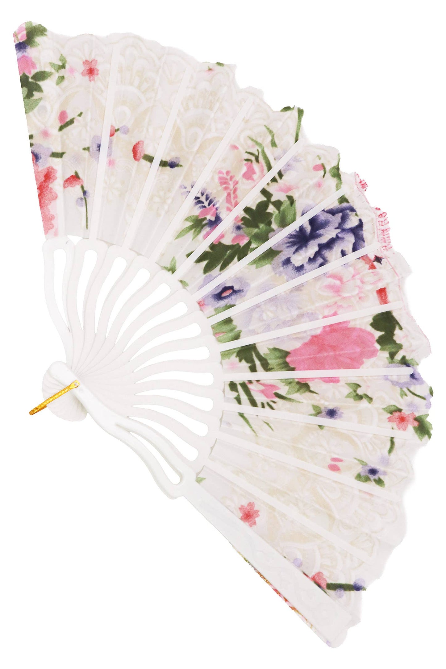 Colorful Floral Glittery Handheld Folding Fan