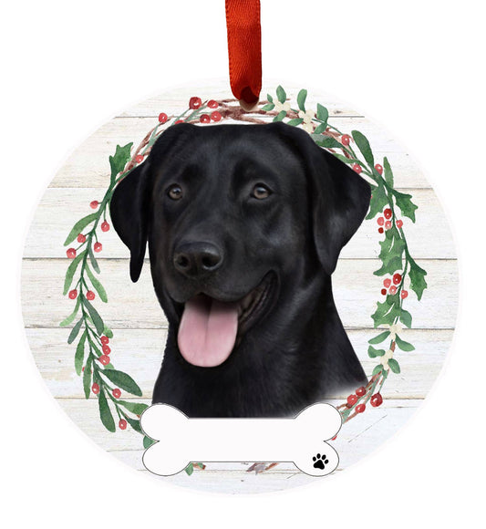 Black Labrador Ceramic Wreath Ornament