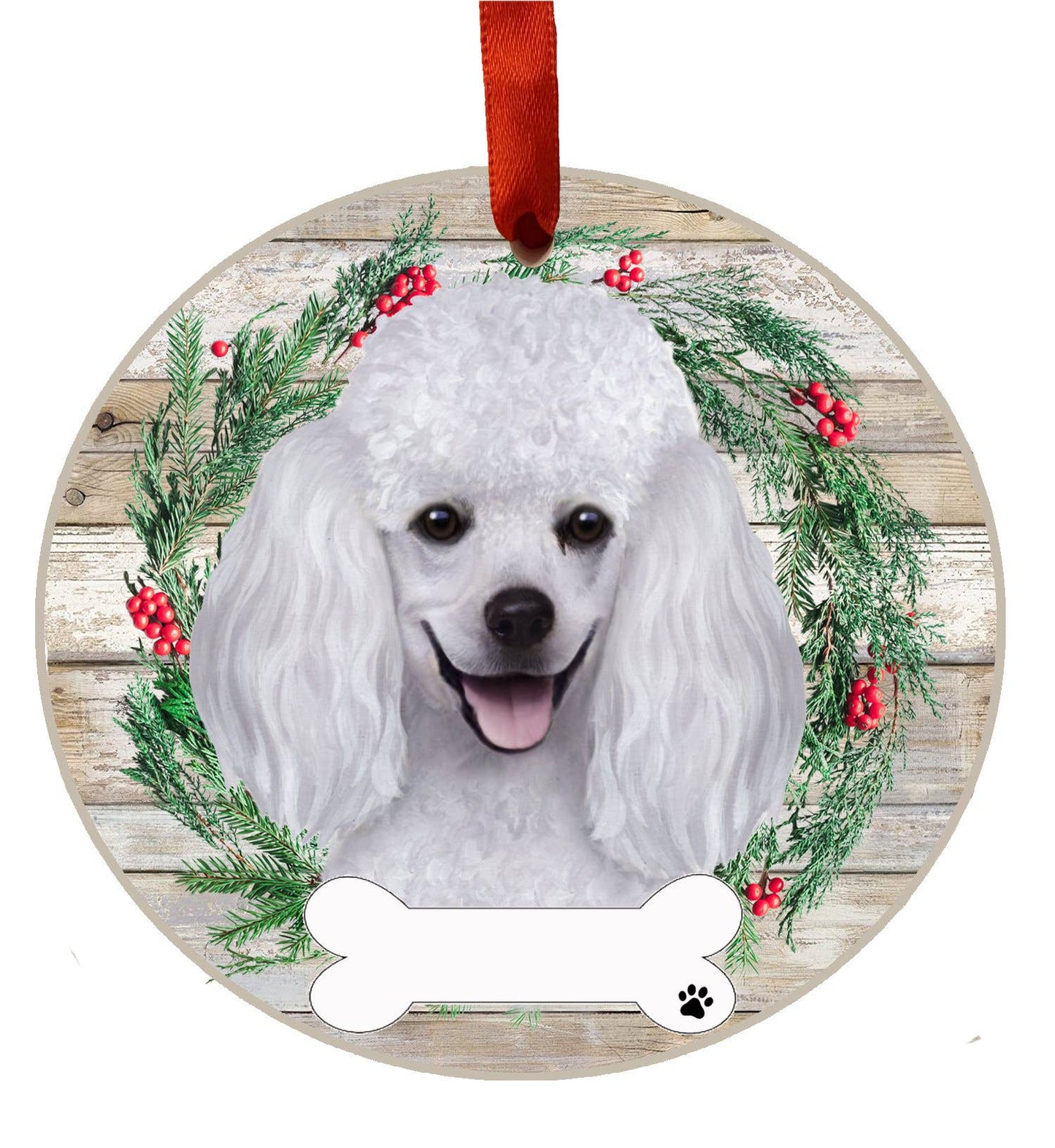 Poodle Ceramic Wreath Ornament