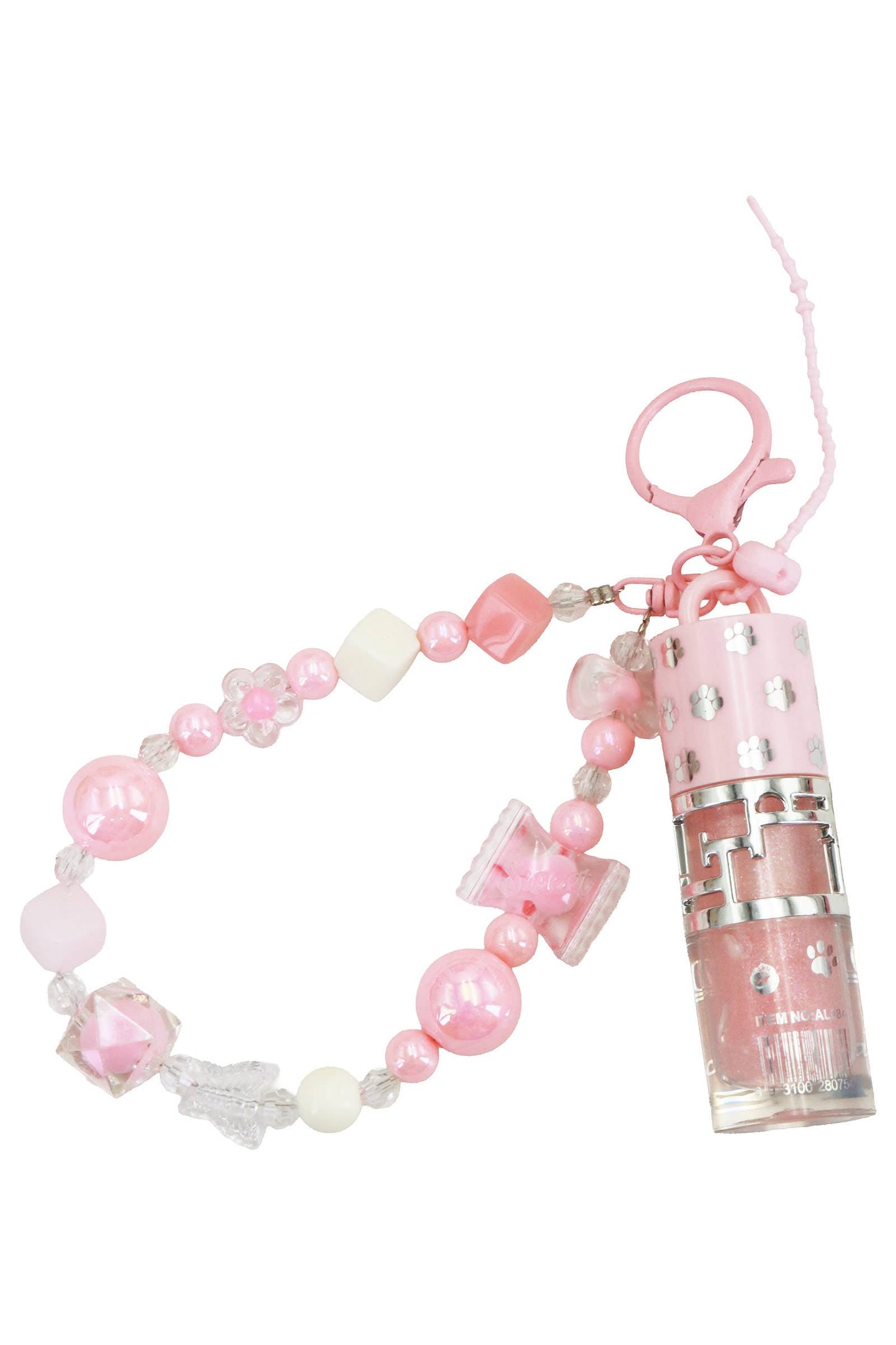 Shimmery Lip Gloss Chunky Beaded Lanyard Keychain