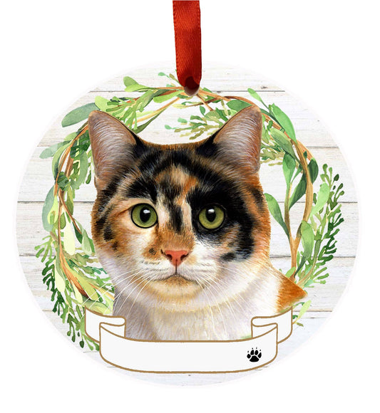 Calico Cat Ceramic Wreath Ornament