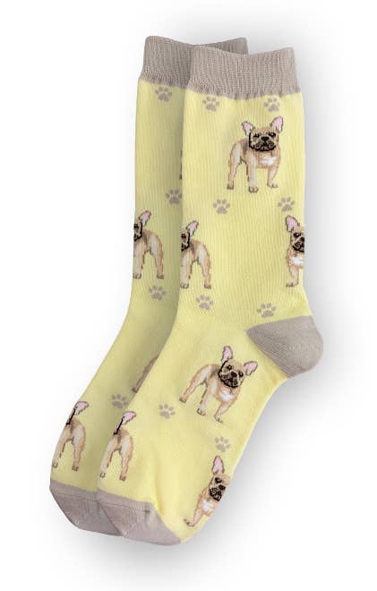 French Bulldog - Unisex - Fun Novelty Crew Dog Socks