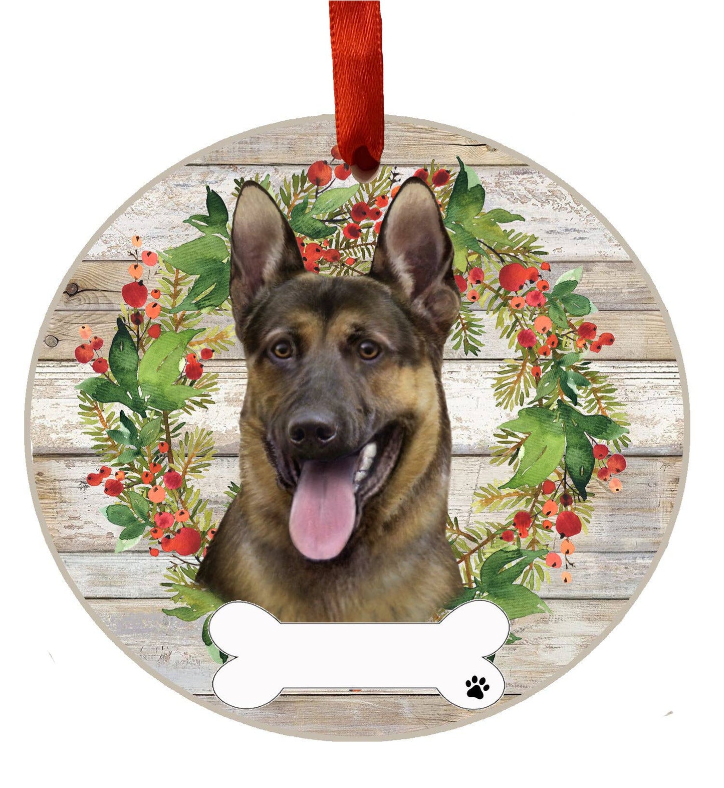 German Shepherd Ceramic Wreath Ornament