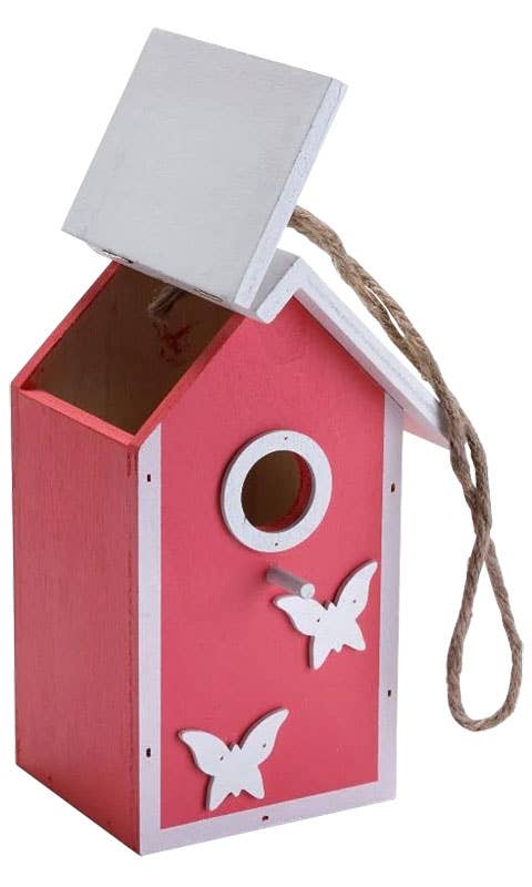 Cotton Candy Bird House with Butterflies, Pink