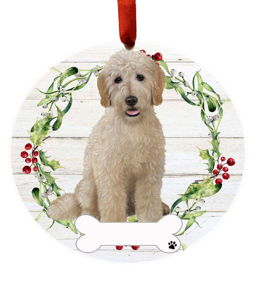 Goldendoodle Full Body Ceramic Wreath Ornament