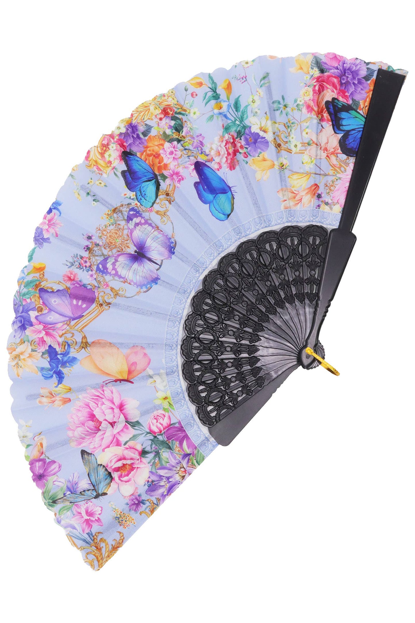 Butterfly Floral Paisley Filigree Handheld Folding Fan