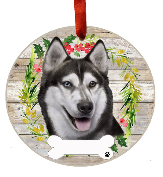 Siberian Husky Ceramic Wreath Ornament