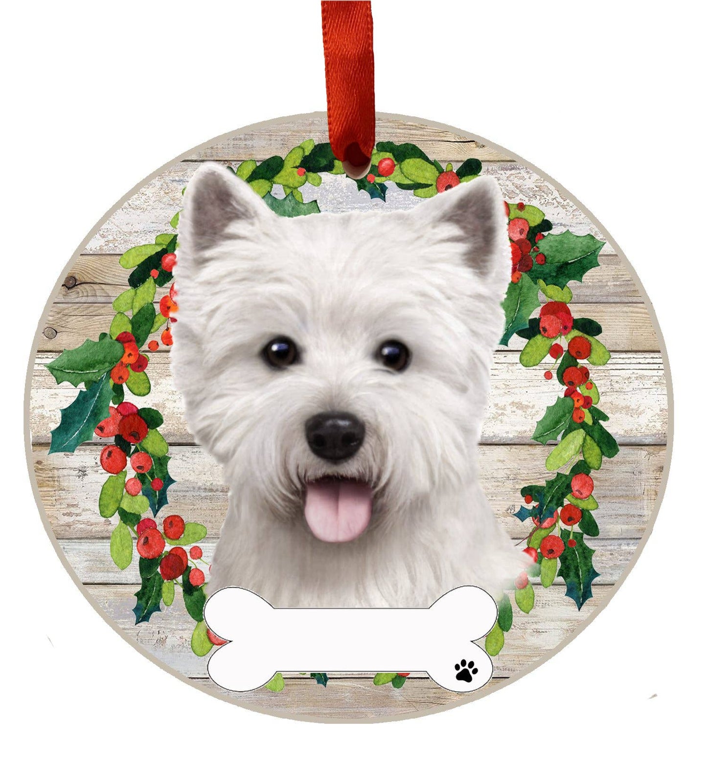 Westie Ceramic Wreath Ornament