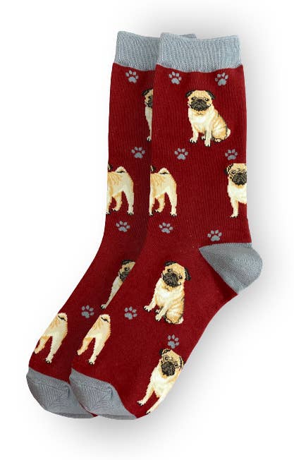 Pug Tan Full Socks - Unisex - Fun Novelty Dog Socks