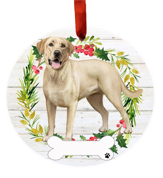 Yellow Labrador Full Body Ceramic Wreath Ornament