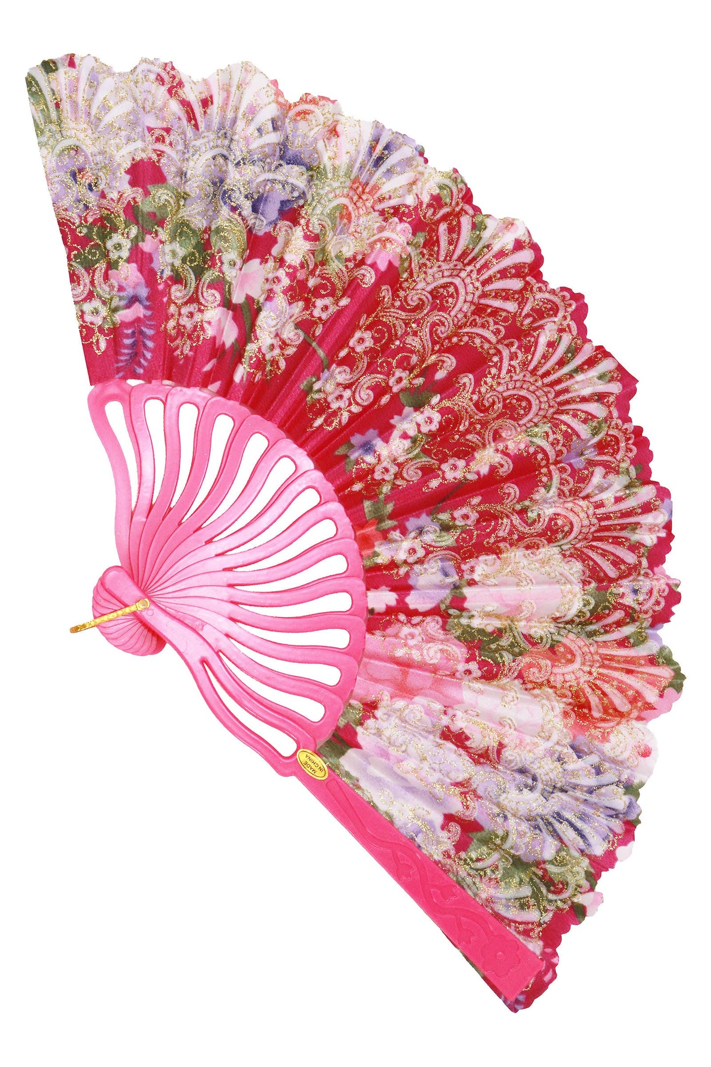 Colorful Floral Glittery Handheld Folding Fan