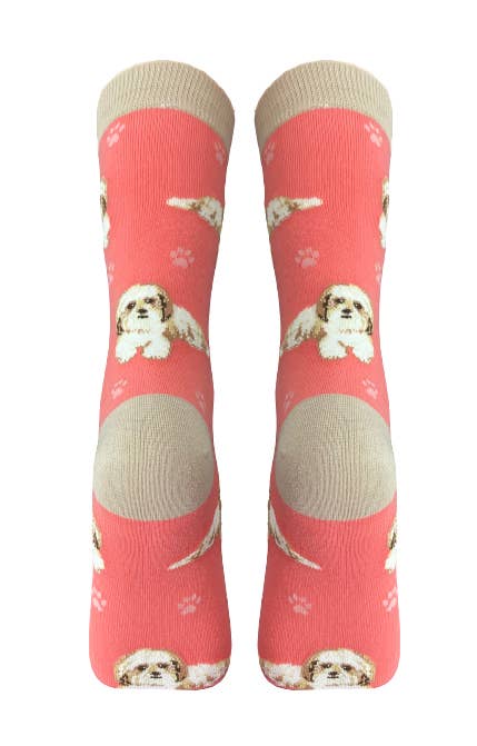 Shih Tzu Tan & White Socks - Fun Novelty Dog Socks - Unisex