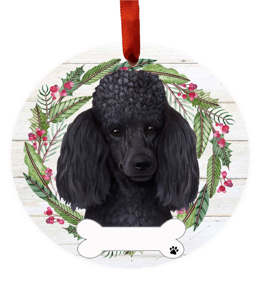 Black Poodle Ceramic Wreath Ornament