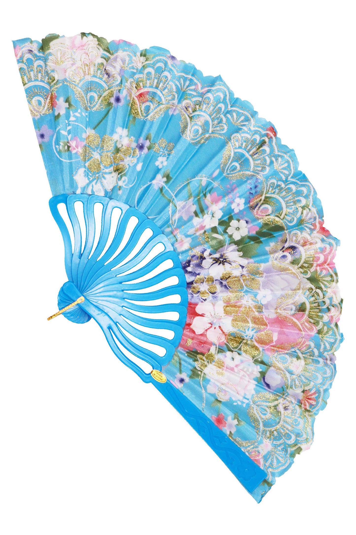 Colorful Floral Glittery Handheld Folding Fan