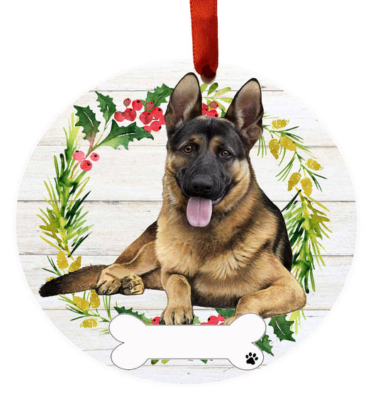 German Shepherd Full Body Ceramic Wreath Ornament