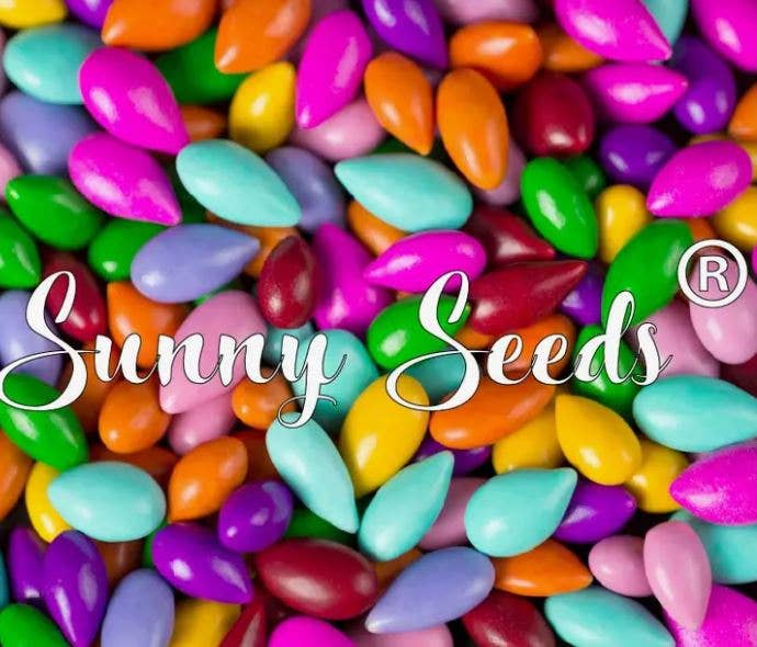 Rainbow colored Sunny Seeds in 3 oz tubes