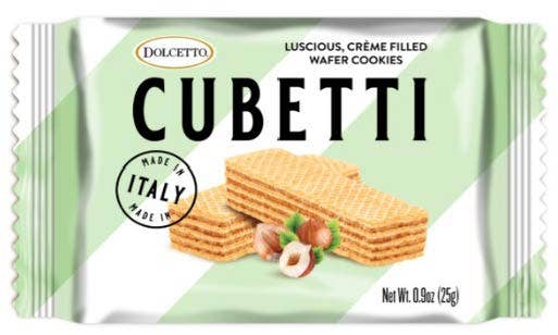 NEW! DOLCETTO CUBETTI HAZELNUT WAFERS (20pk DISPLAY)