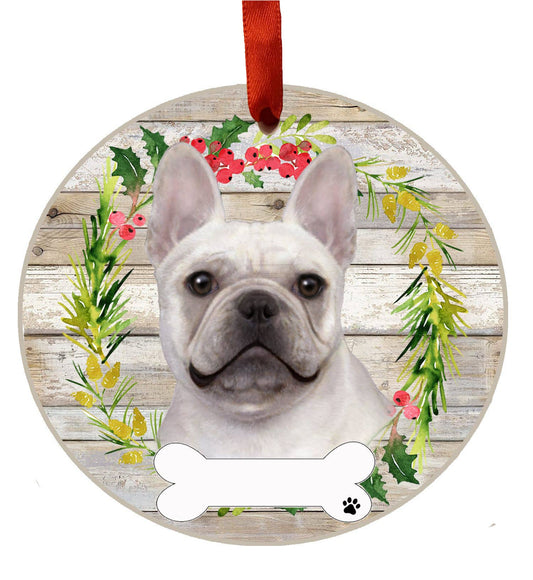 French Bulldog Ceramic Wreath Ornament