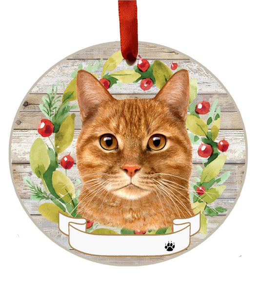 Orange Tabby Cat Ceramic Wreath Ornament