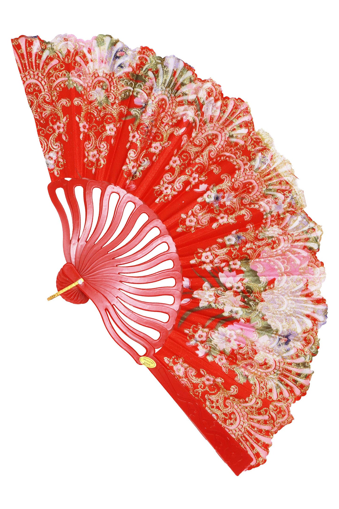 Colorful Floral Glittery Handheld Folding Fan