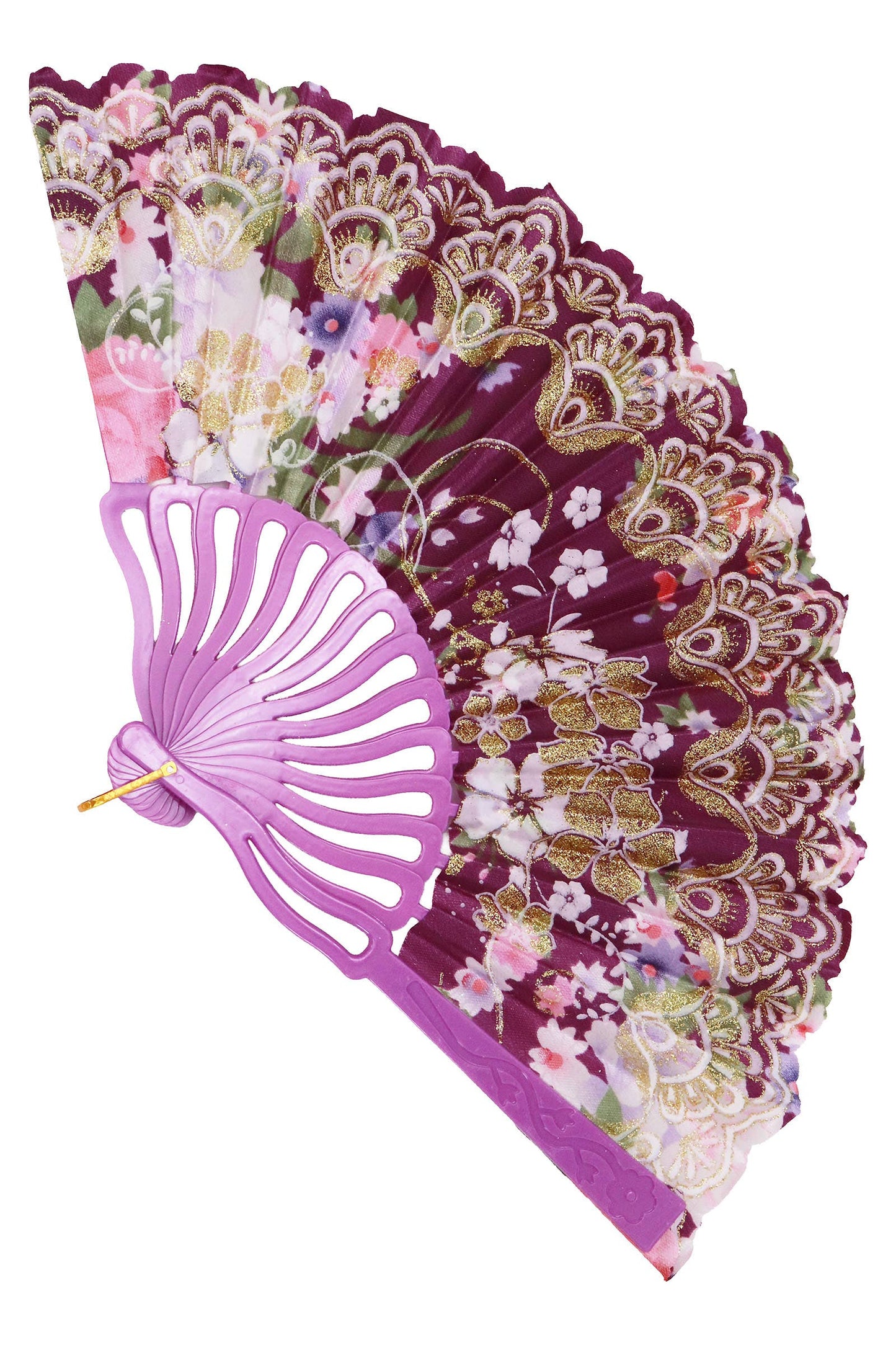 Colorful Floral Glittery Handheld Folding Fan