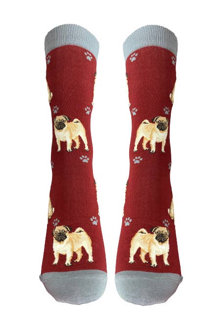 Pug Tan Full Socks - Unisex - Fun Novelty Dog Socks