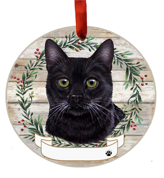 Black Cat Ceramic Wreath Ornament