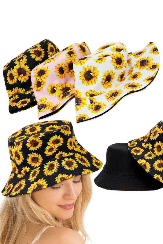 Sunflower Reversible Black Bottom Bucket Hat