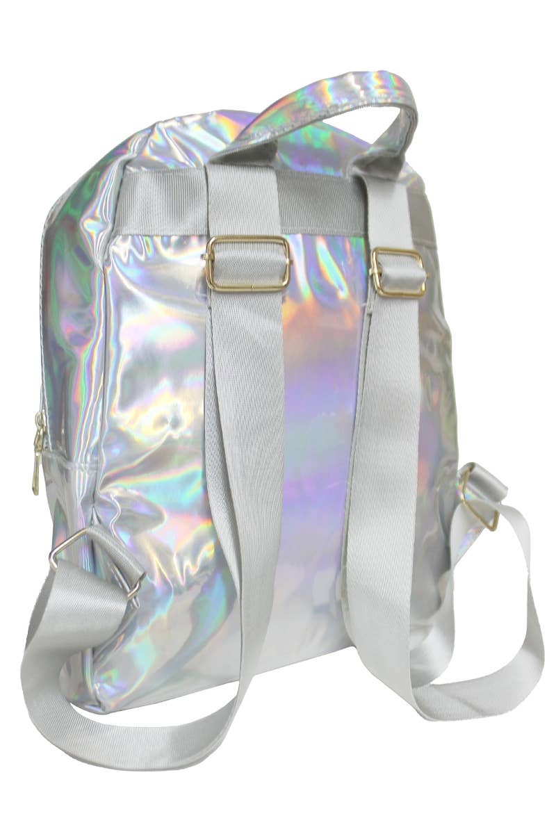 Shiny Retro Metallic Gloss Nylon Strap Backpack