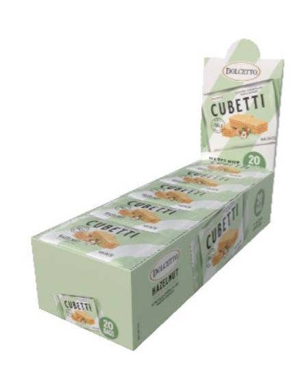 NEW! DOLCETTO CUBETTI HAZELNUT WAFERS (20pk DISPLAY)