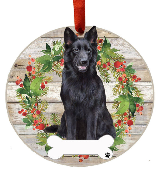 Black German Shepherd Ceramic Wreath Ornament