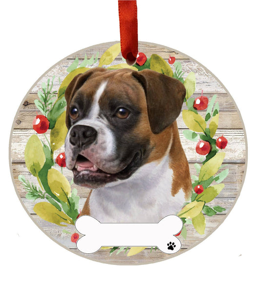 Boxer Ceramic Wreath Ornament