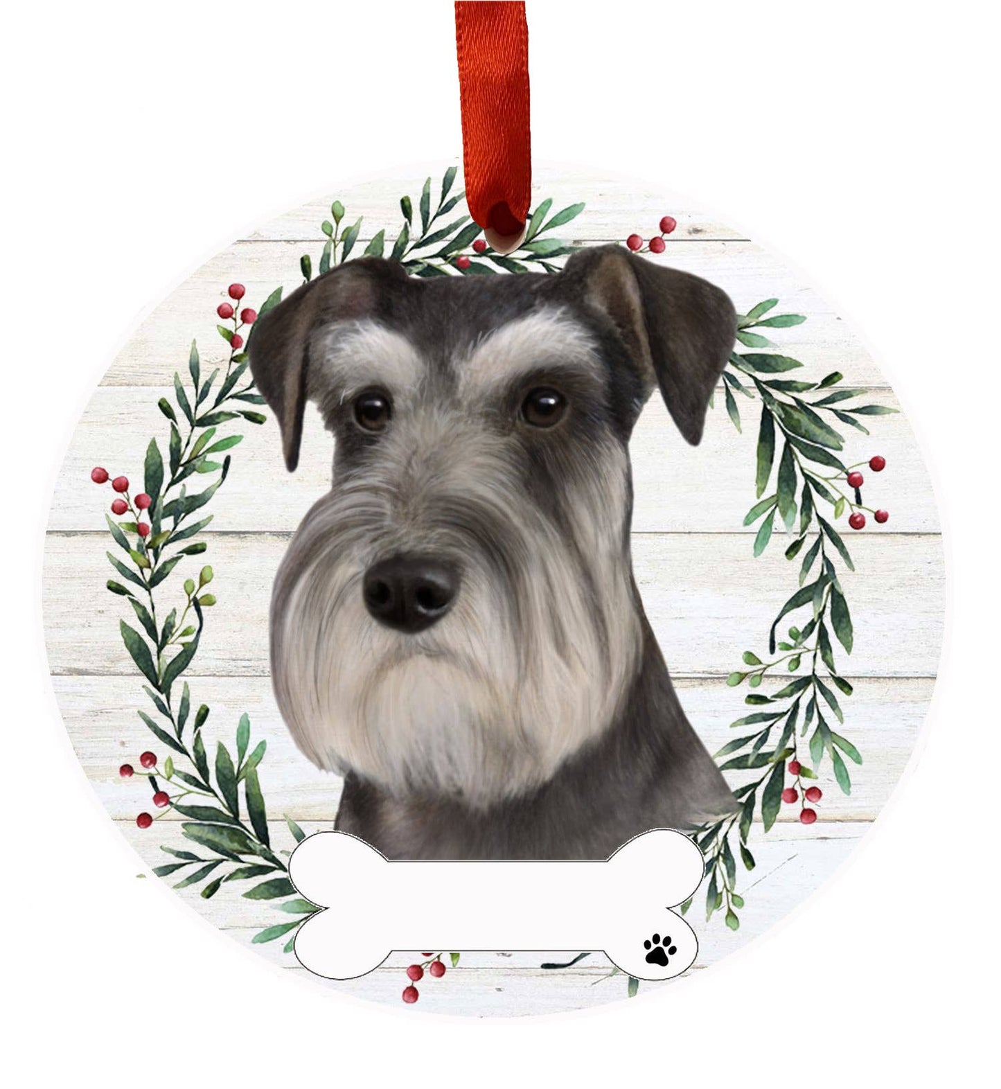 Schnauzer, Uncropped Ceramic Wreath Ornament