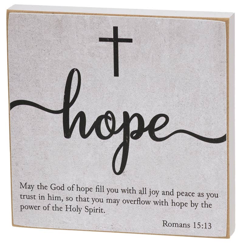 Faith, Hope, Love Bible Verse Block Sign