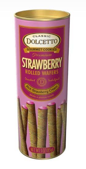 DOLCETTO STRAWBERRY WAFER ROLLS (3 oz canister)