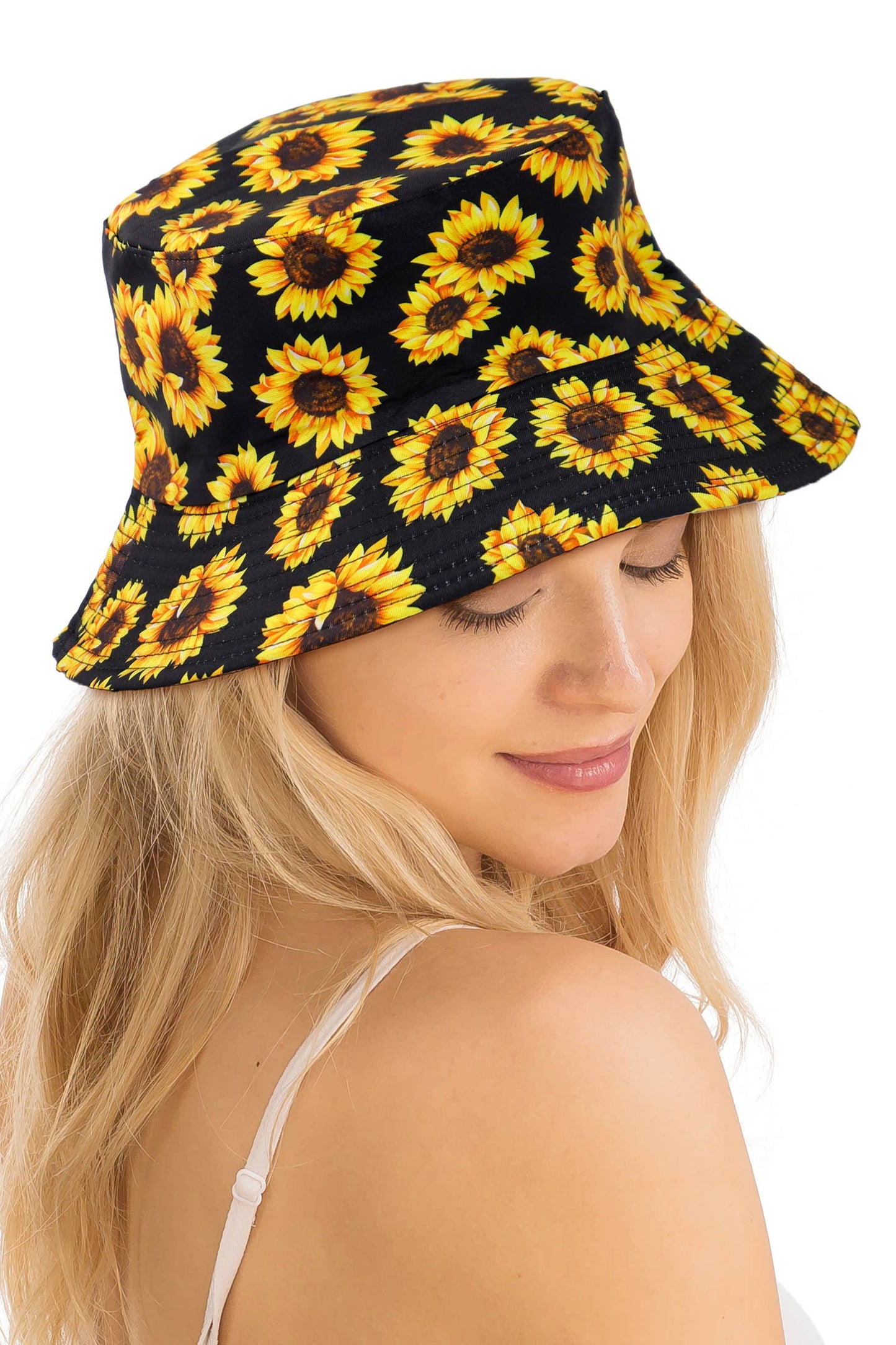 Sunflower Reversible Black Bottom Bucket Hat