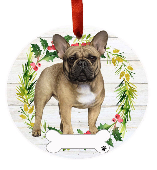 French Bulldog Full Body Ceramic Wreath Ornament