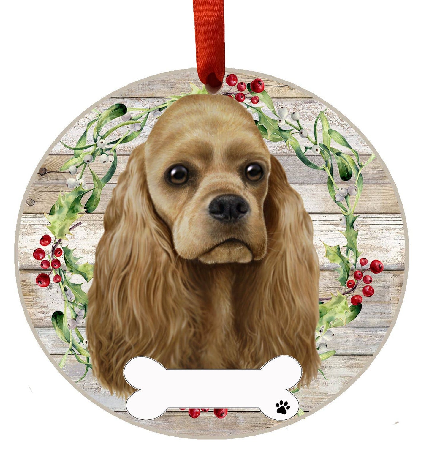 Cocker Spaniel Dog Ceramic Wreath Ornament