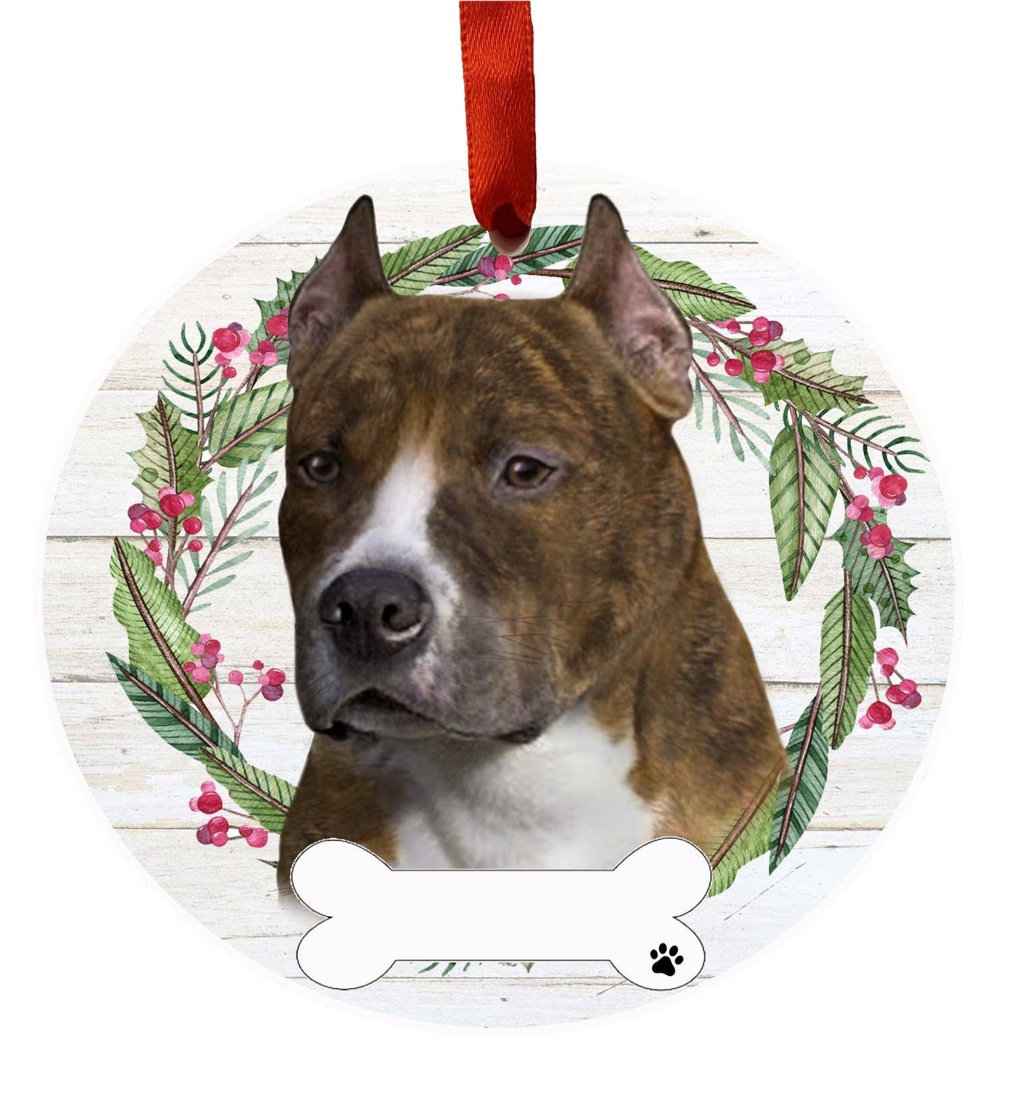 Pitbull Ceramic Wreath Ornament