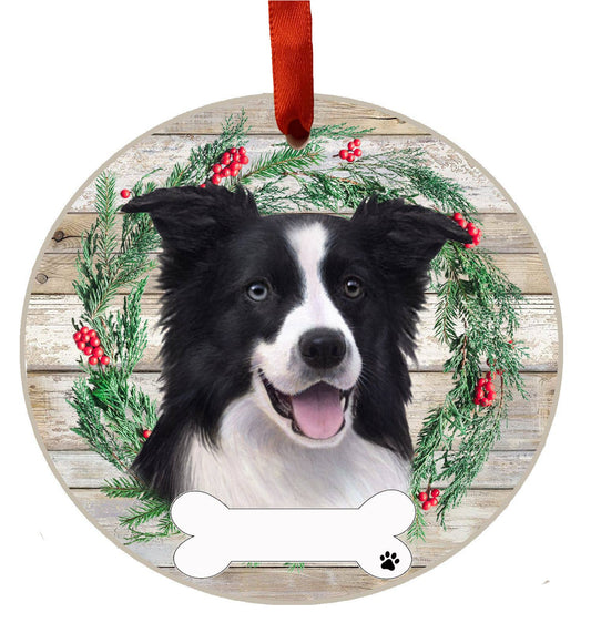 Border Collie Ceramic Wreath Ornament